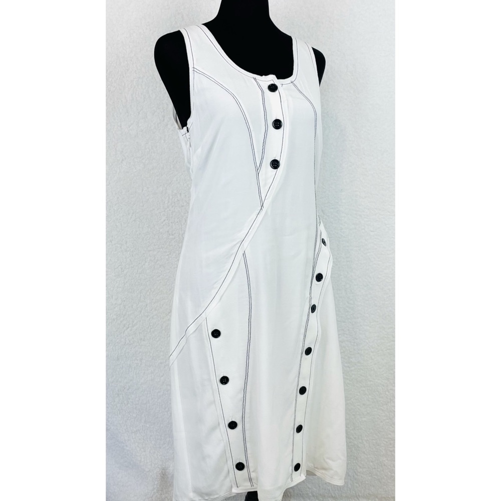 DEREK LAM • Black/White 10 Crosby Sleeveless Button Knee-Length Dress, 2